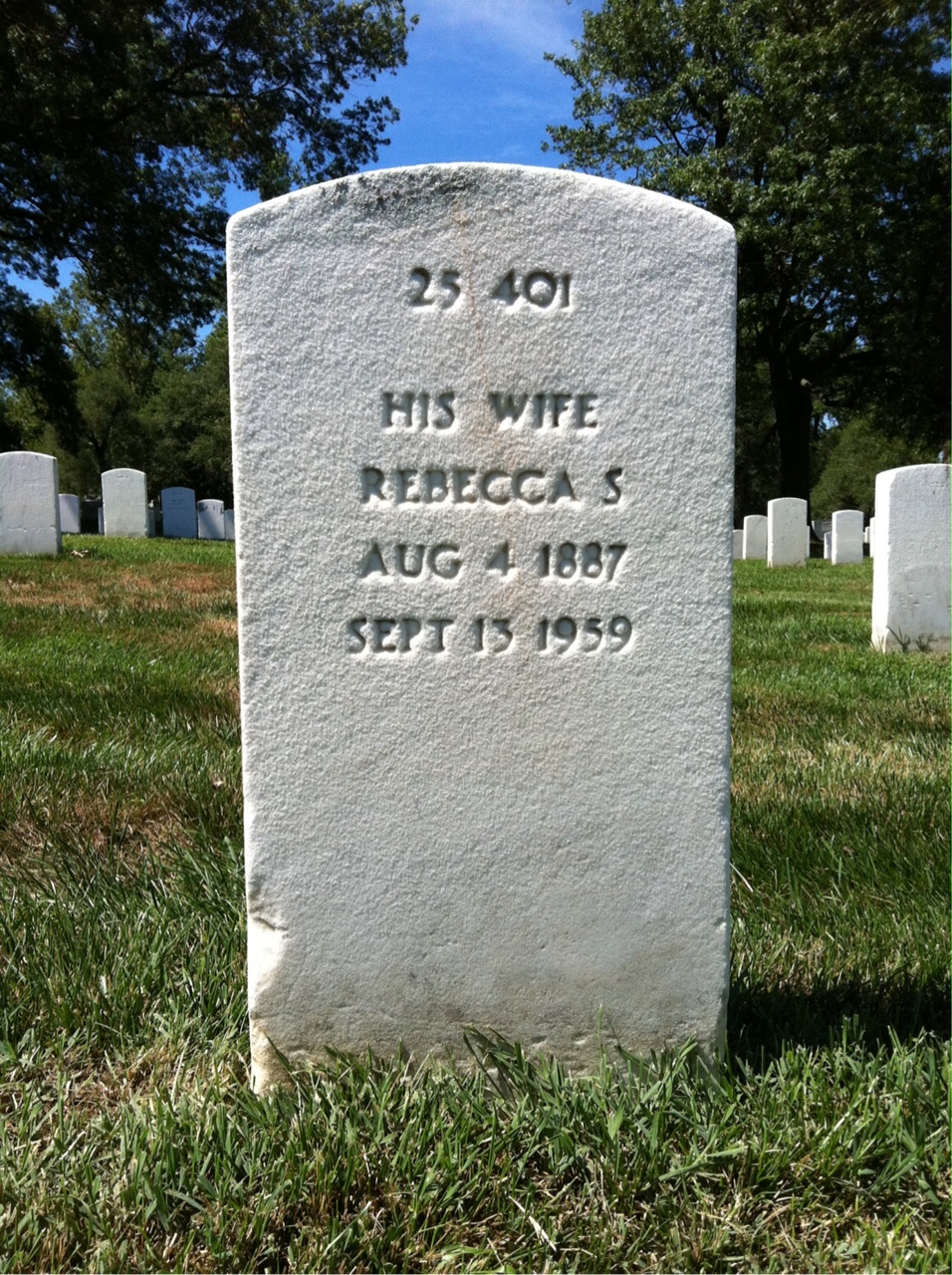 Back of headstone — Rebecca Allen