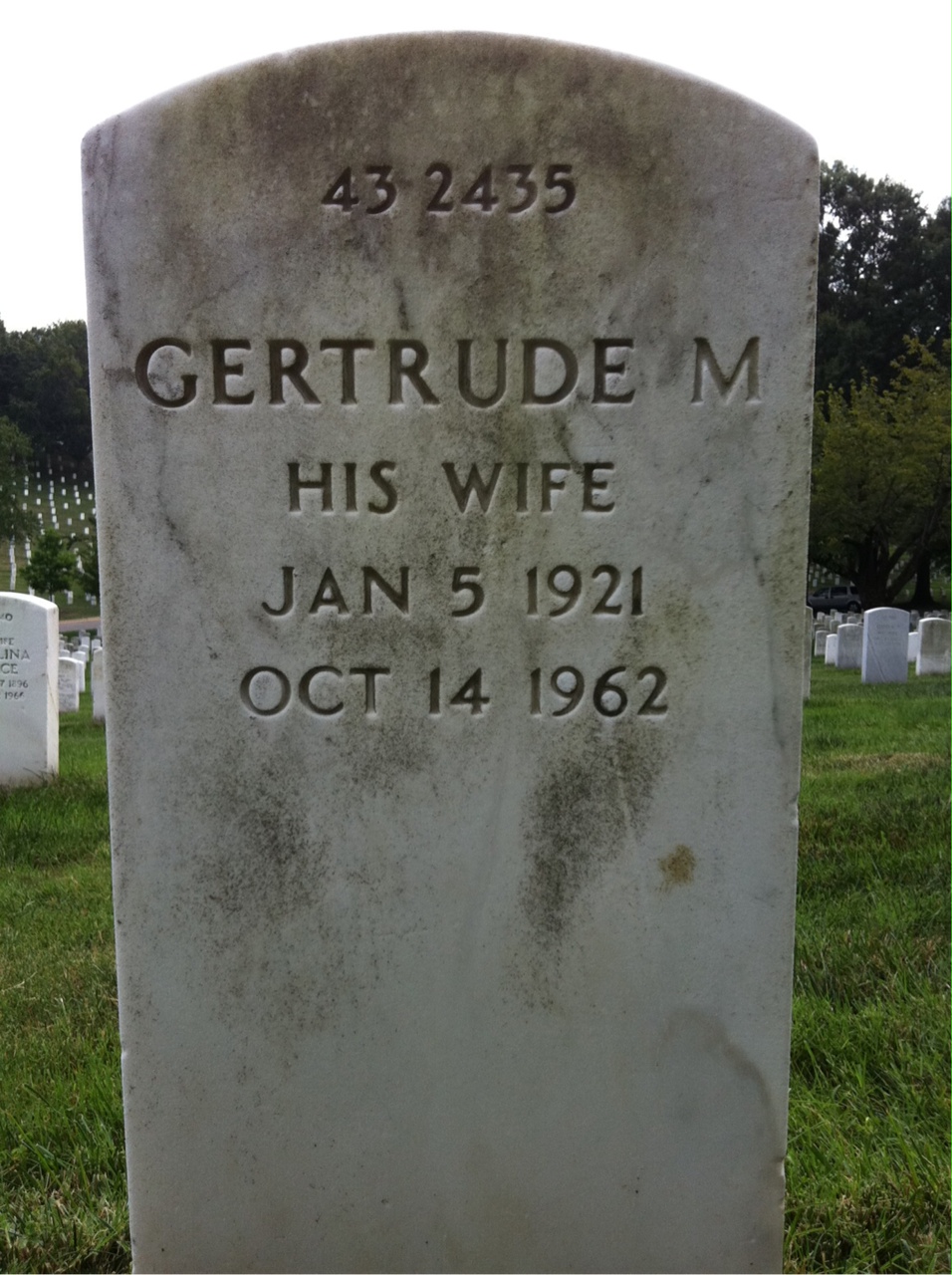 Back of headstone — Gertrude Banks