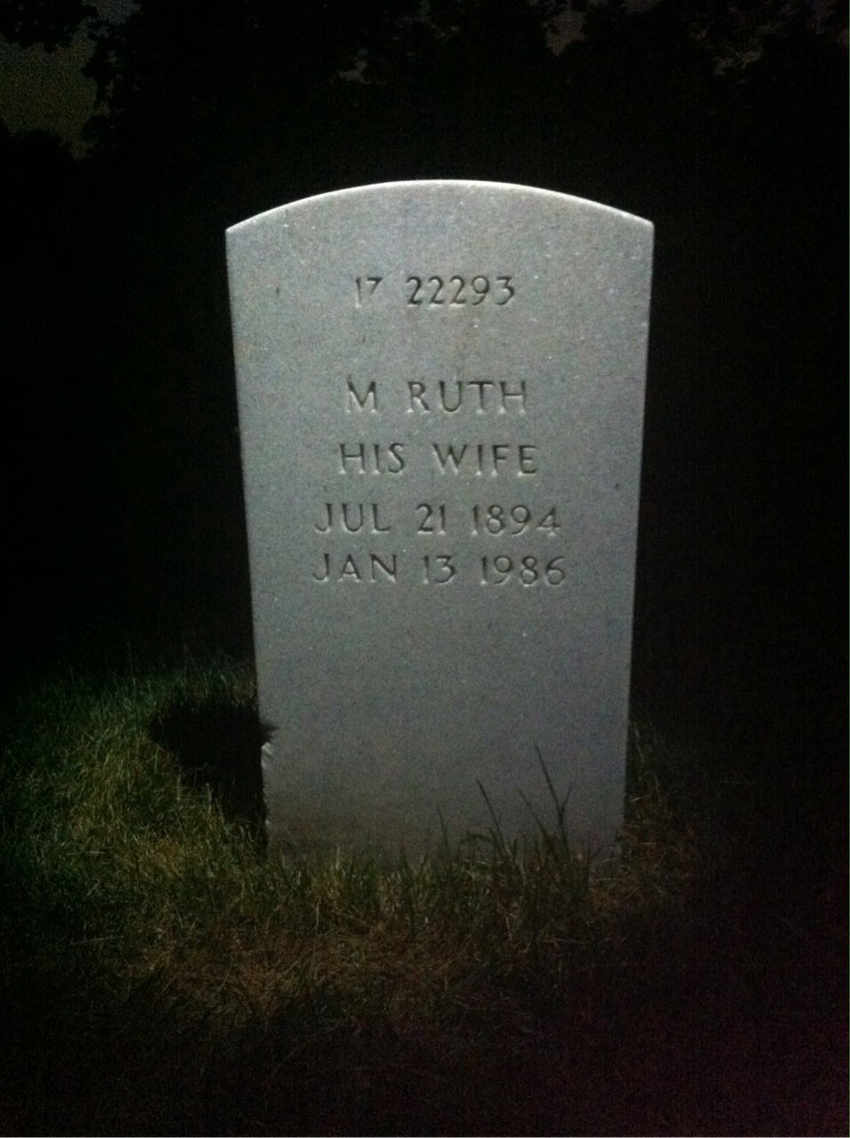 Back of headstone — M Munson