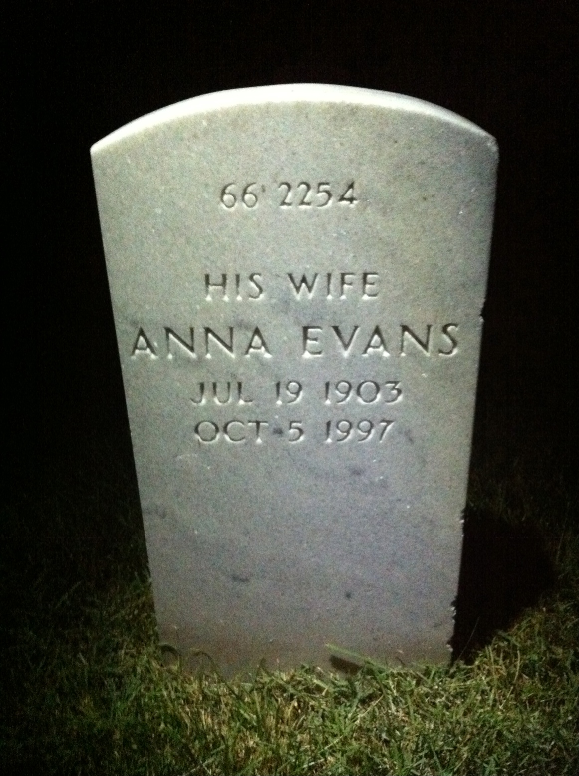 Back of headstone — Hugh Cunningham