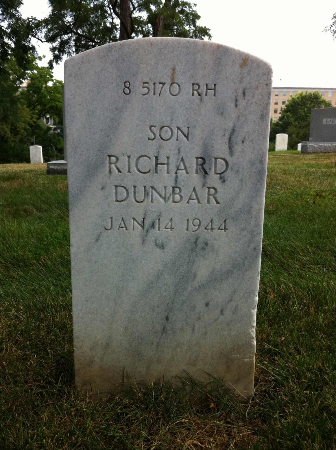 Back of headstone — Richard Austin