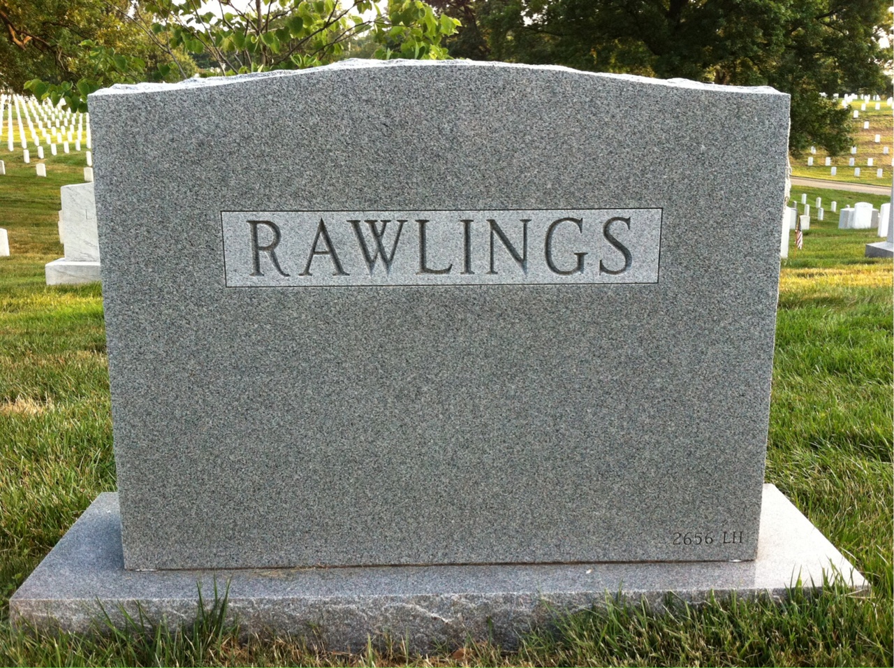 Back of headstone — Thomas Rawlings