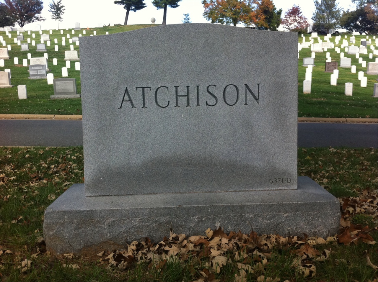 Back of headstone — James Atchison