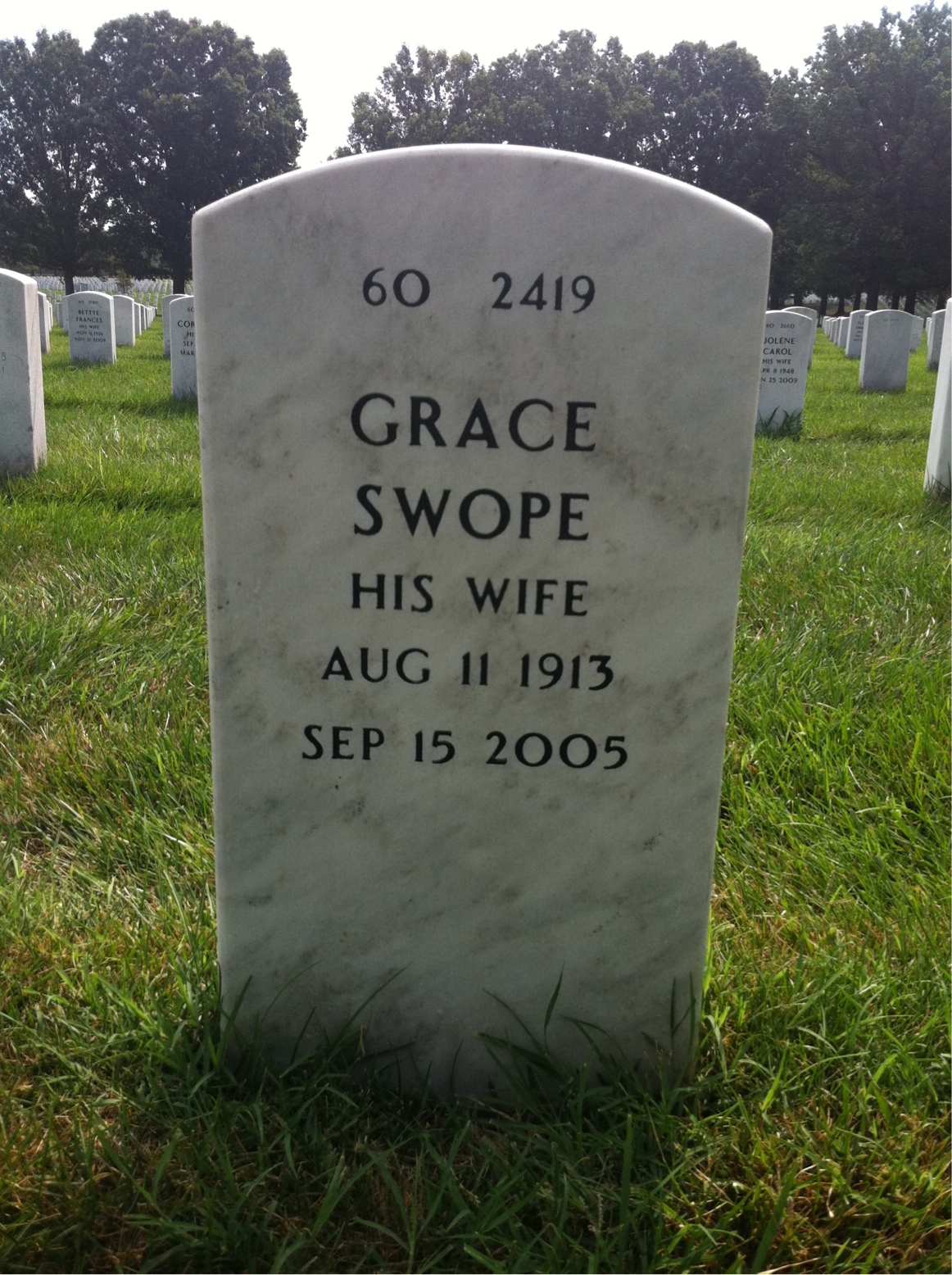 Back of headstone — Joseph Powell