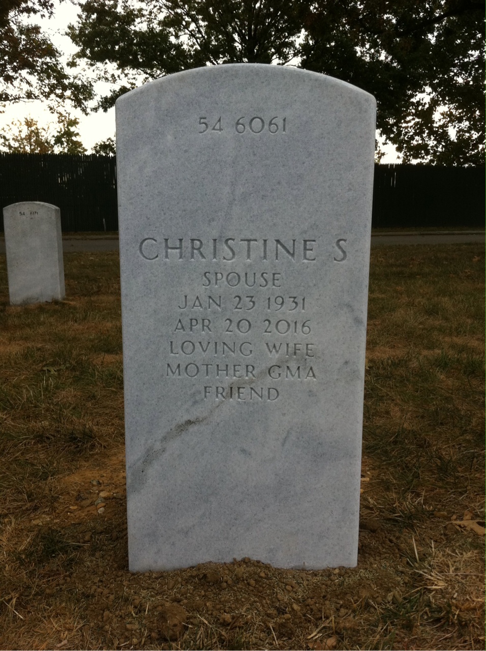 Back of headstone — Craig Hendershot