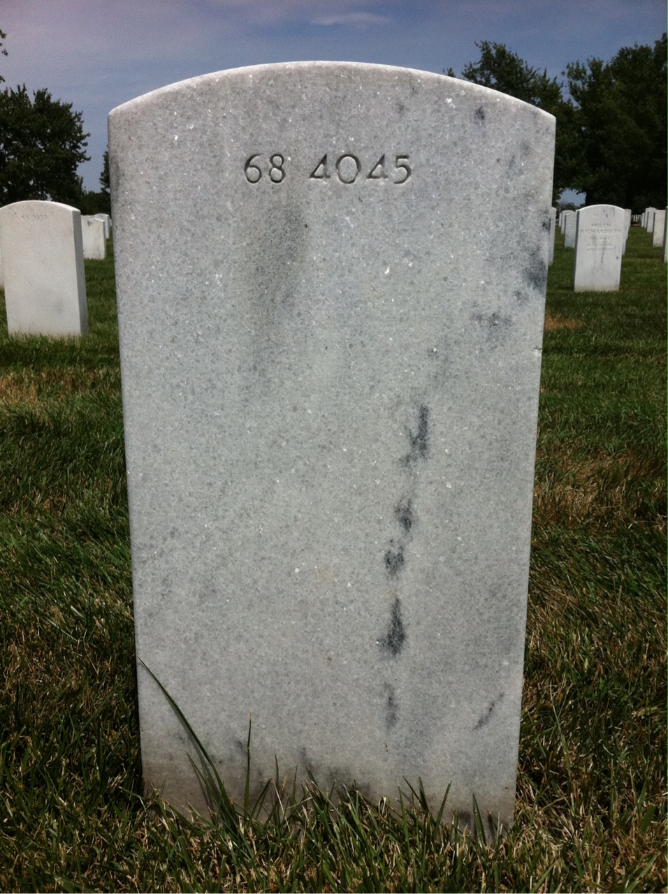 Back of headstone — Hartley M Greene