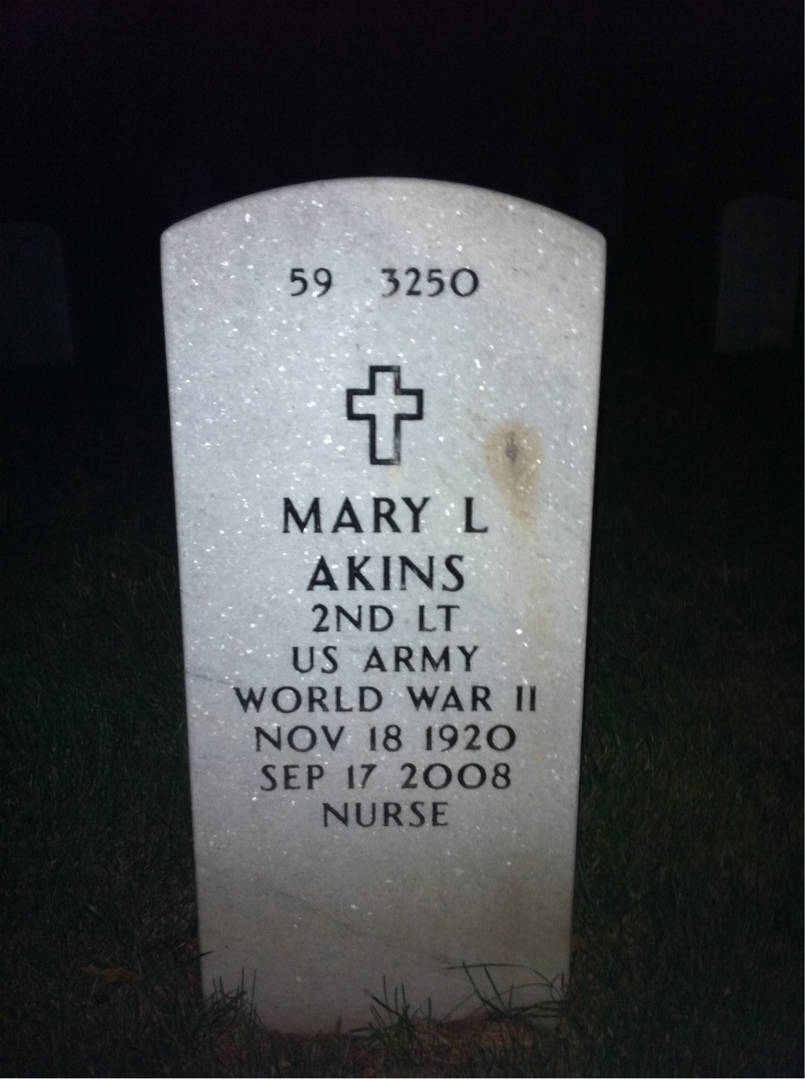 Back of headstone — Mary Akins