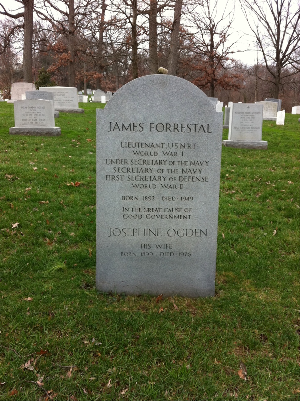 Headstone shared by 3 interments, including James Vincent Forrestal