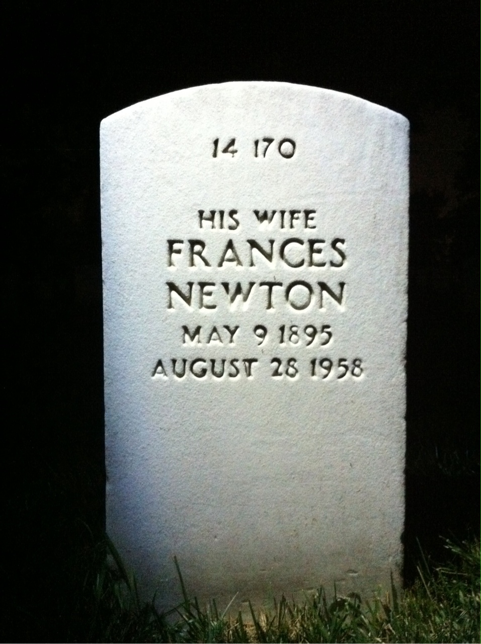 Back of headstone — Robert Allen