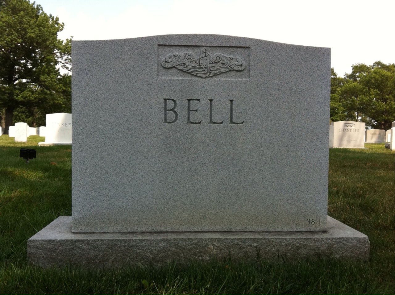 Back of headstone — David Bell