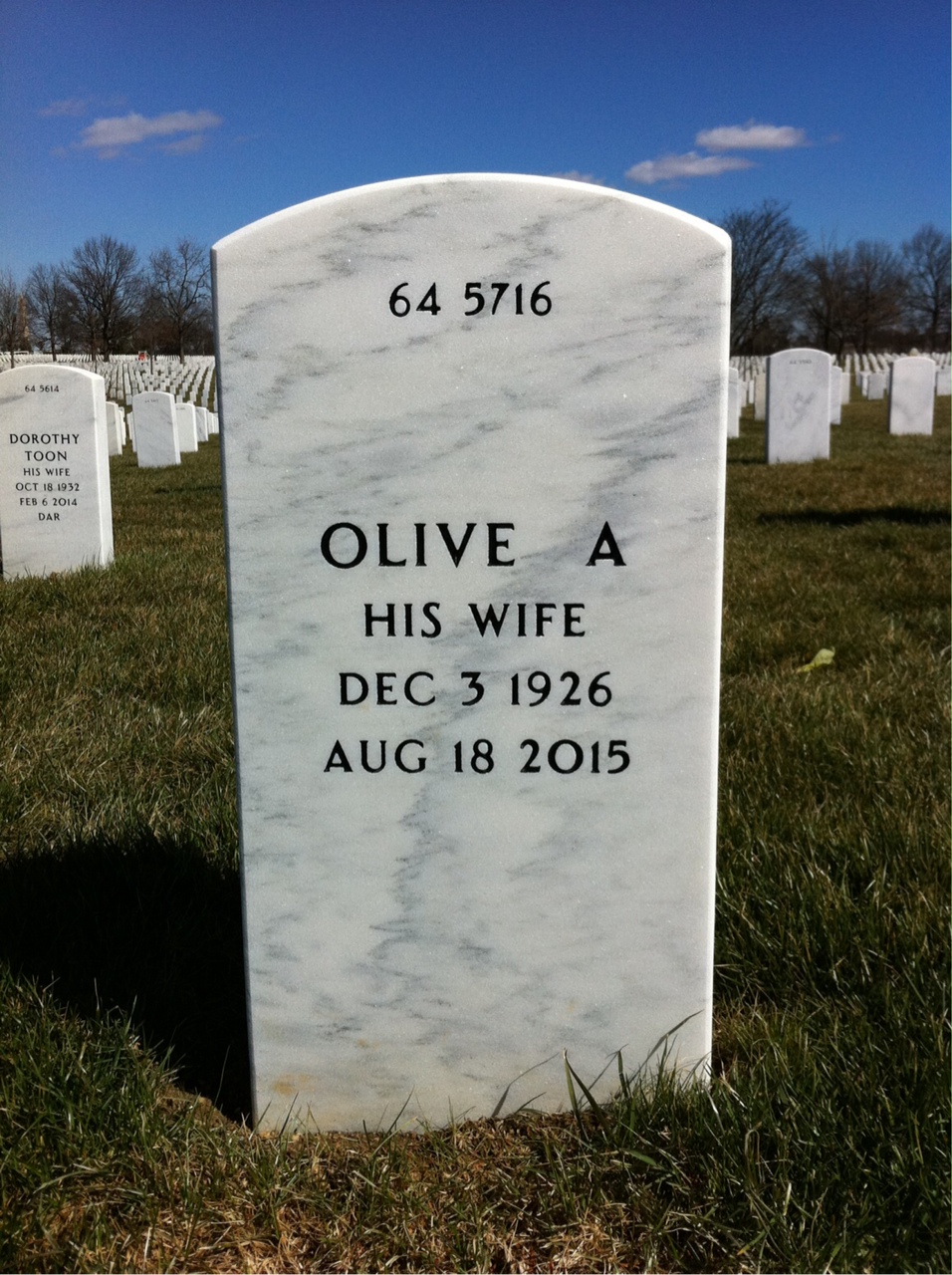 Back of headstone — Ralph D Harrity