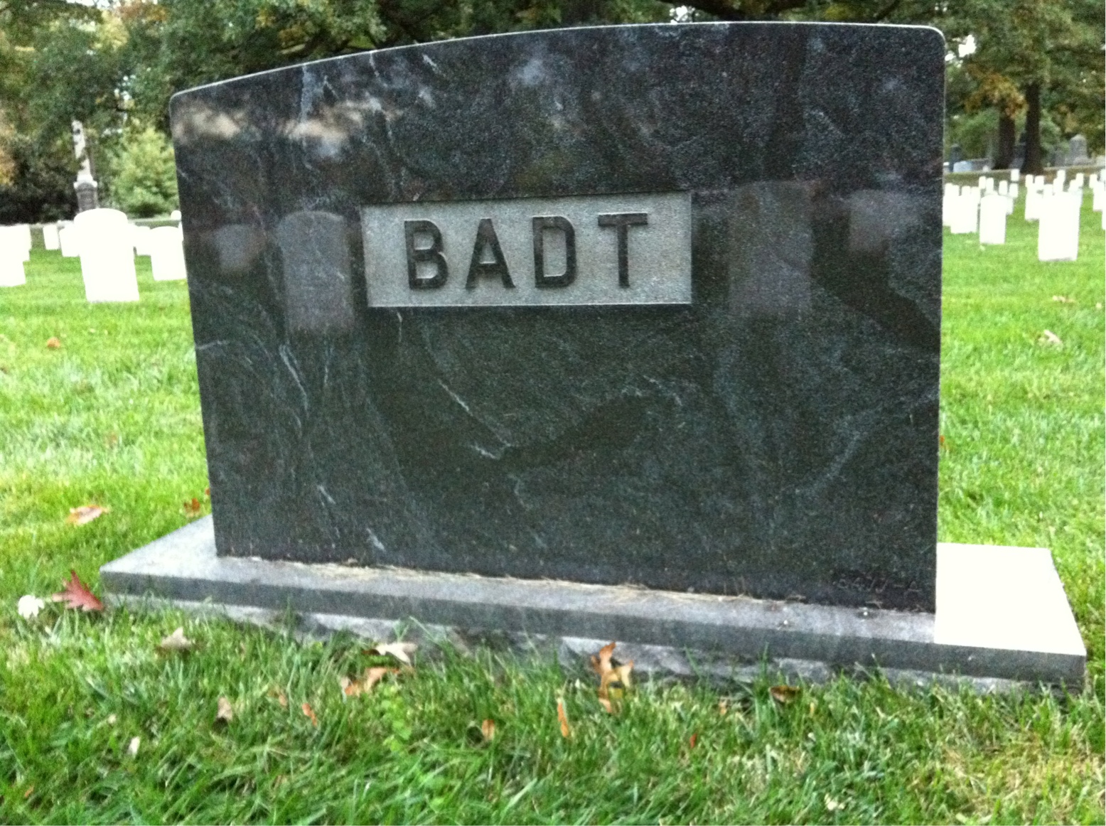 Back of headstone — Harry Badt