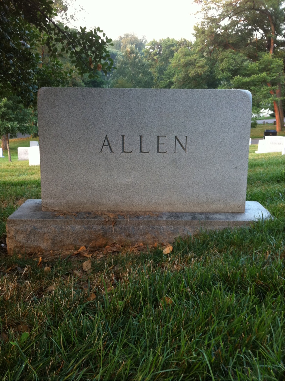 Back of headstone — Edith Allen
