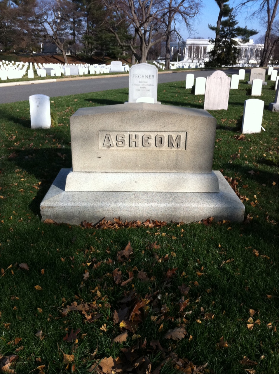 Back of headstone — Thomas Ashcom