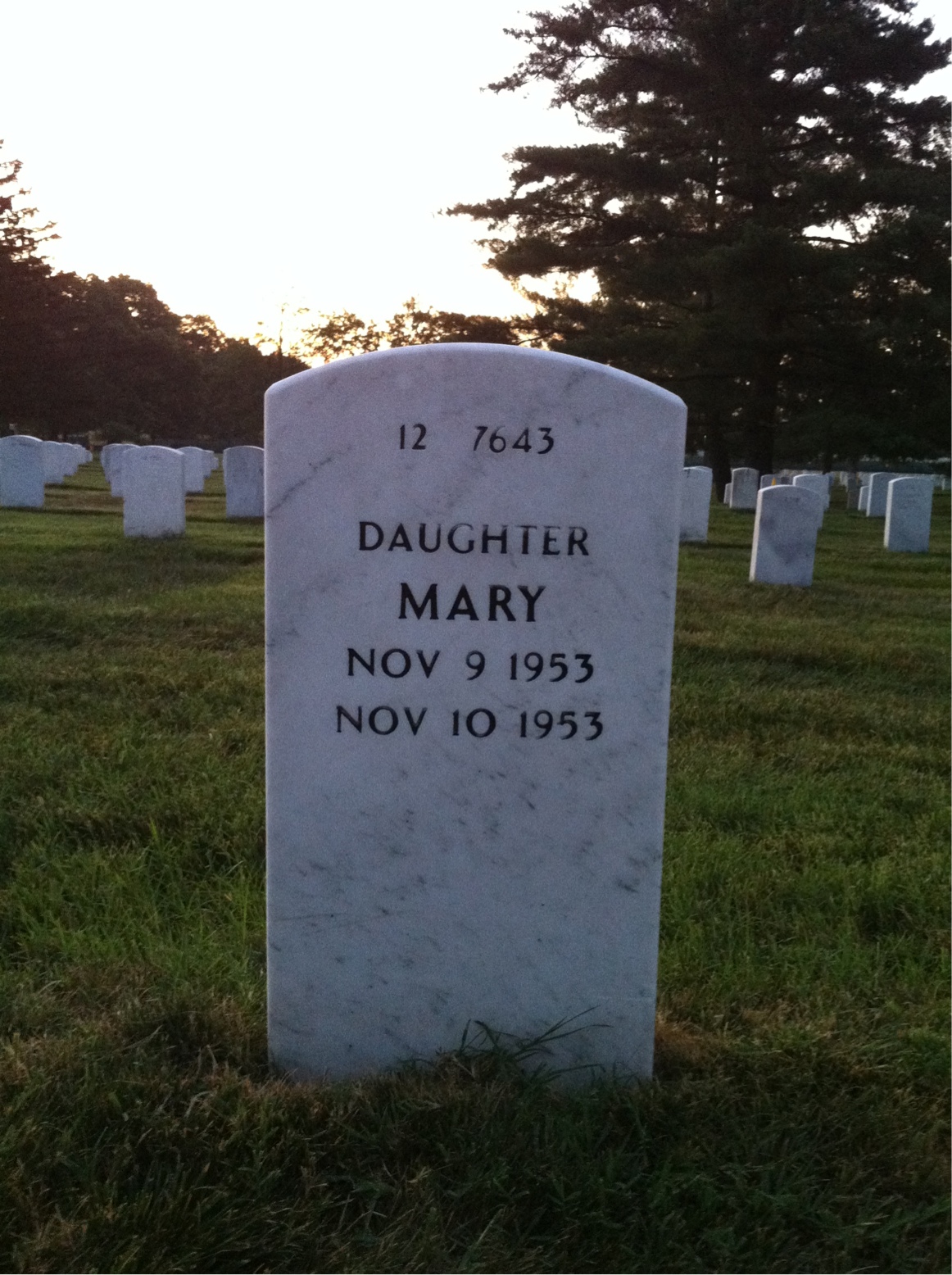 Back of headstone — John Mele