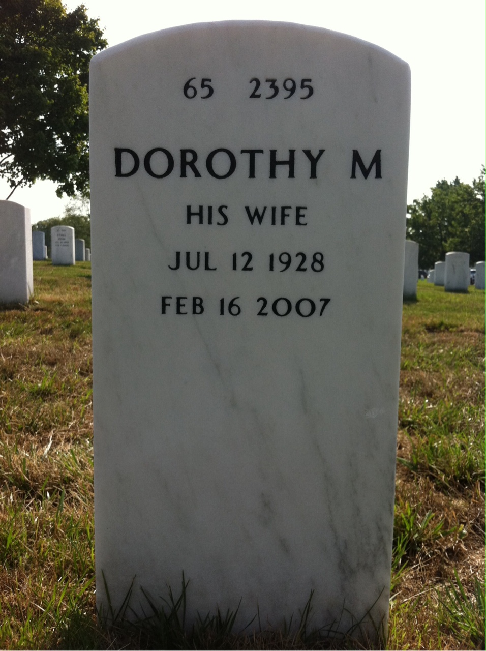 Back of headstone — Kenneth Johnston