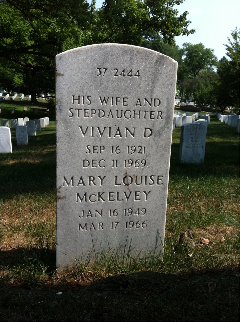 Back of headstone — Mary Mckelvey