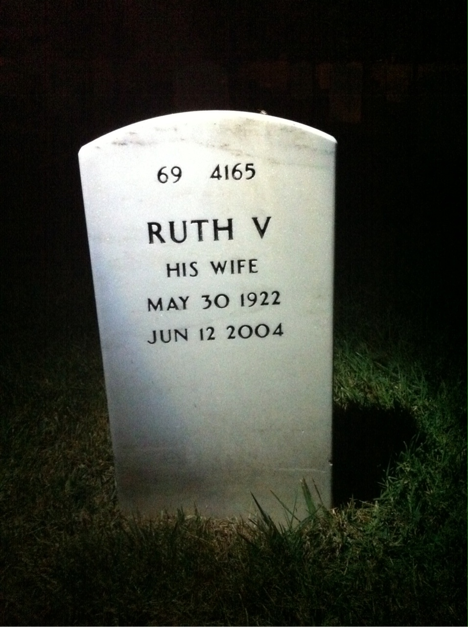 Back of headstone — Bruce Parrish
