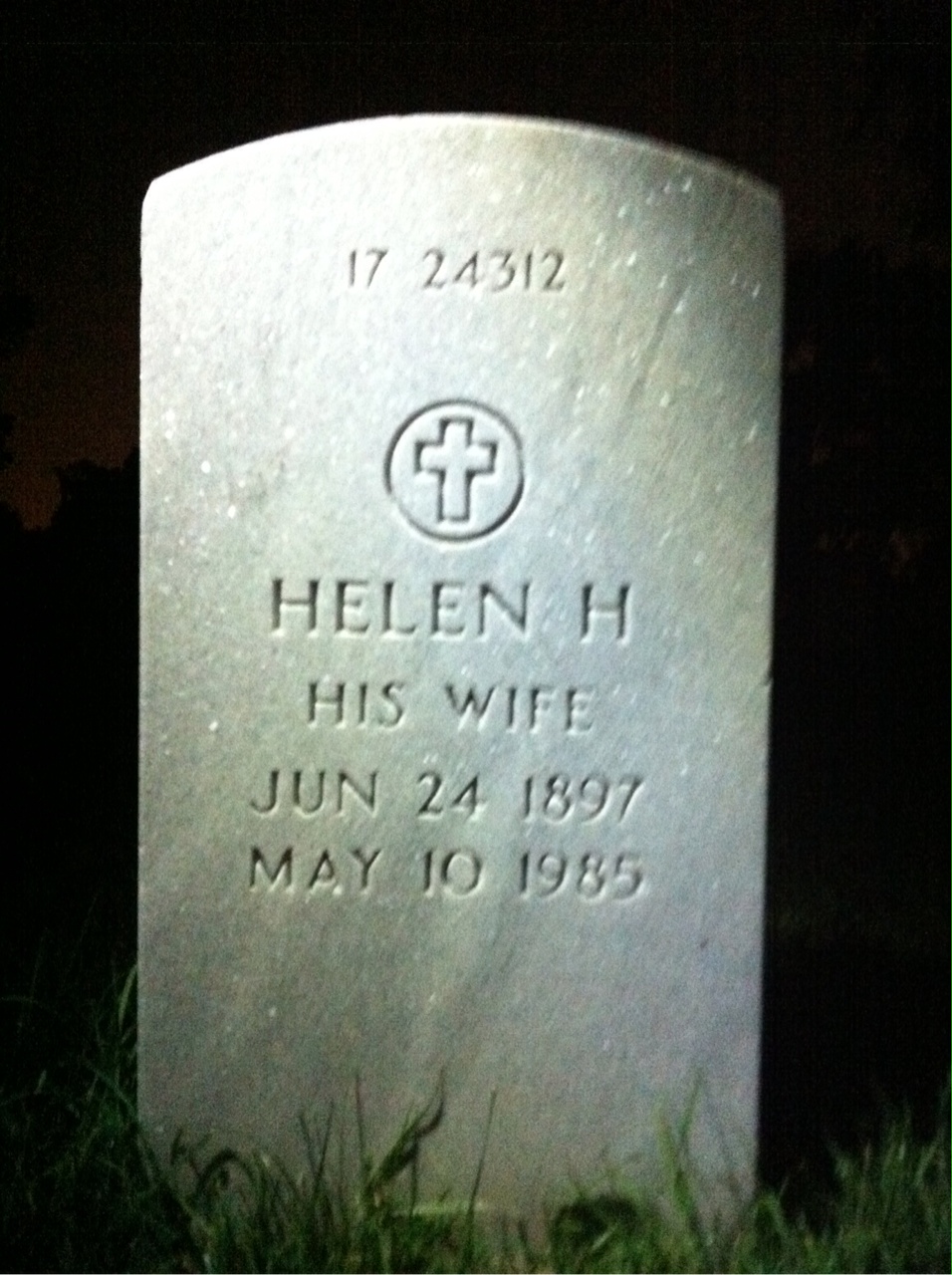 Back of headstone — William M Margath