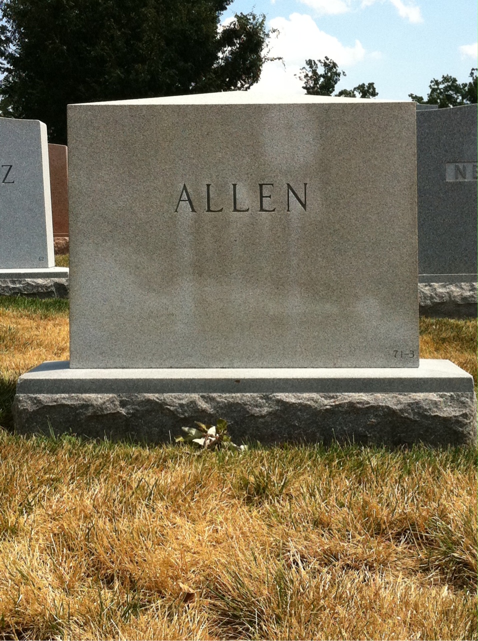 Back of headstone — Ellen Allen