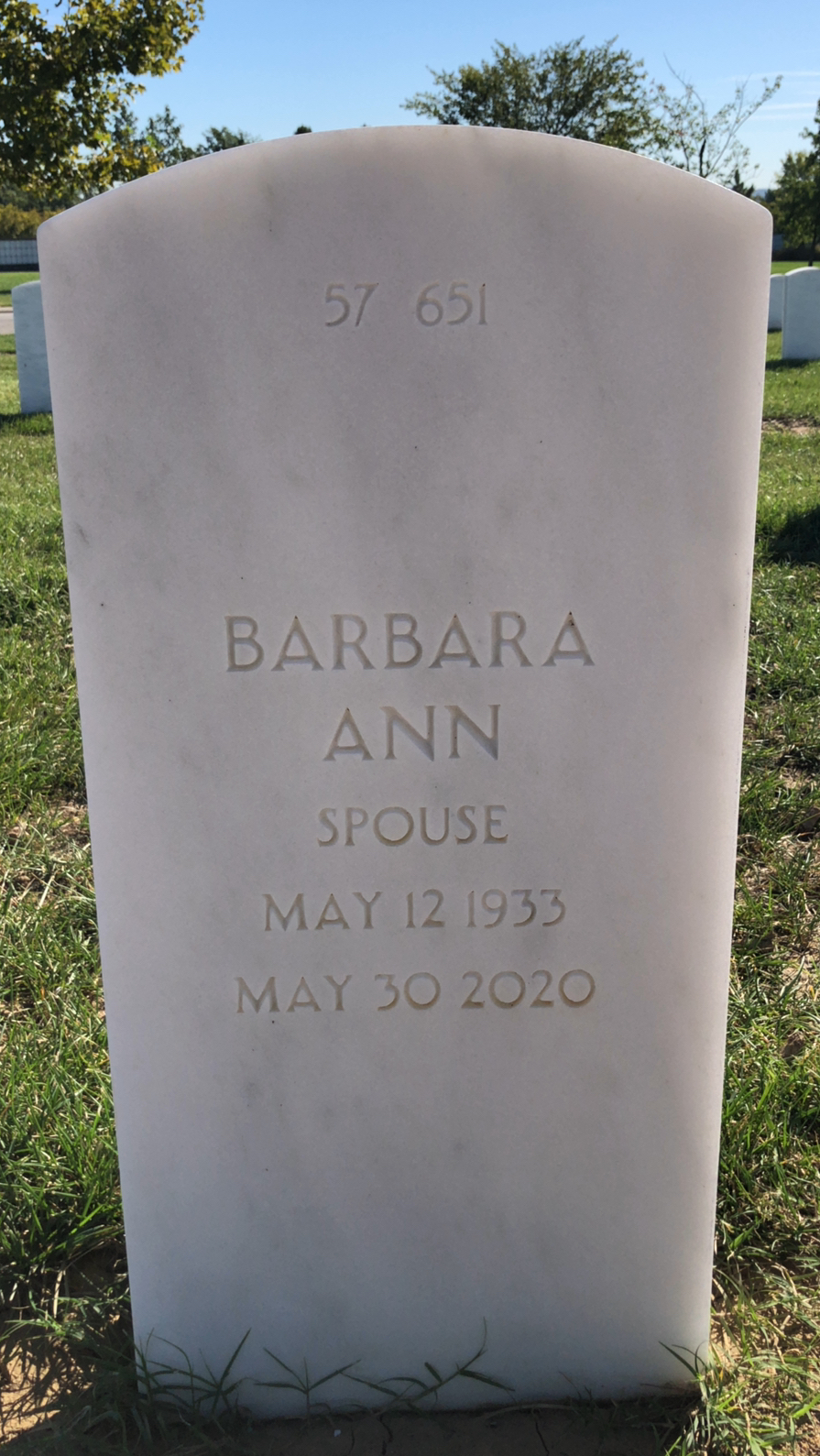 Back of headstone — Raymond Moran