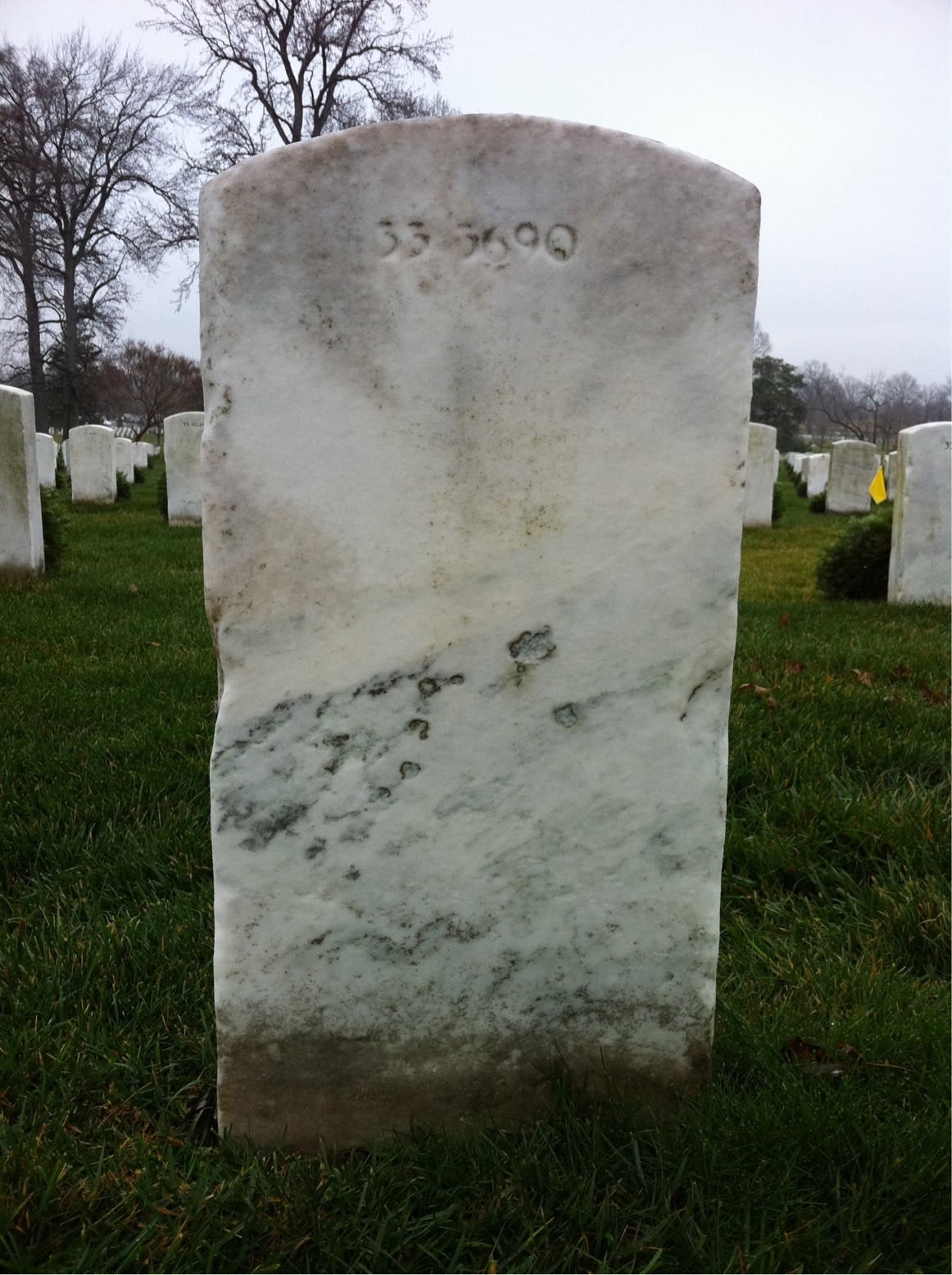 Back of headstone — Leon Myers