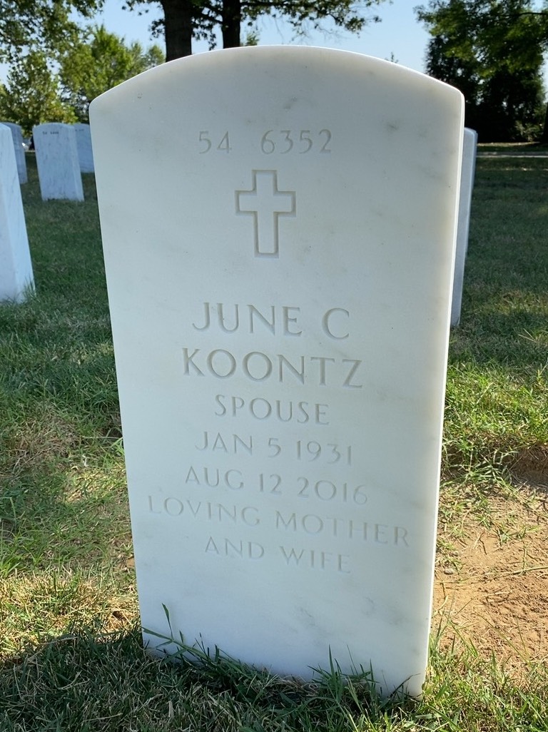 Back of headstone — Ralph Koontz