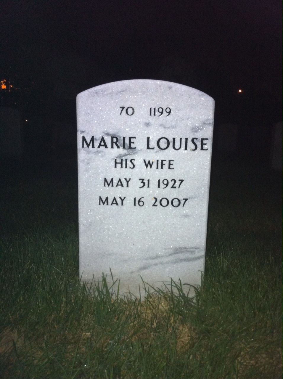 Back of headstone — James House