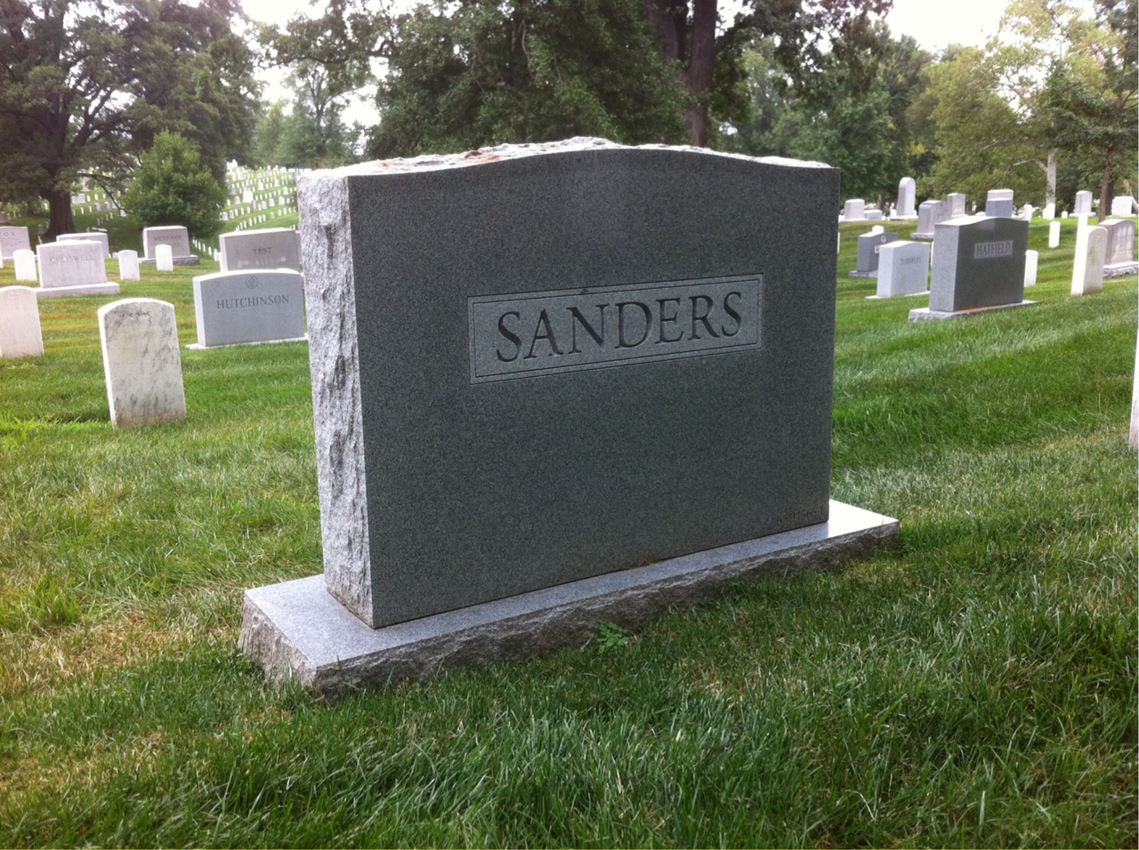 Back of headstone — Milton Sanders