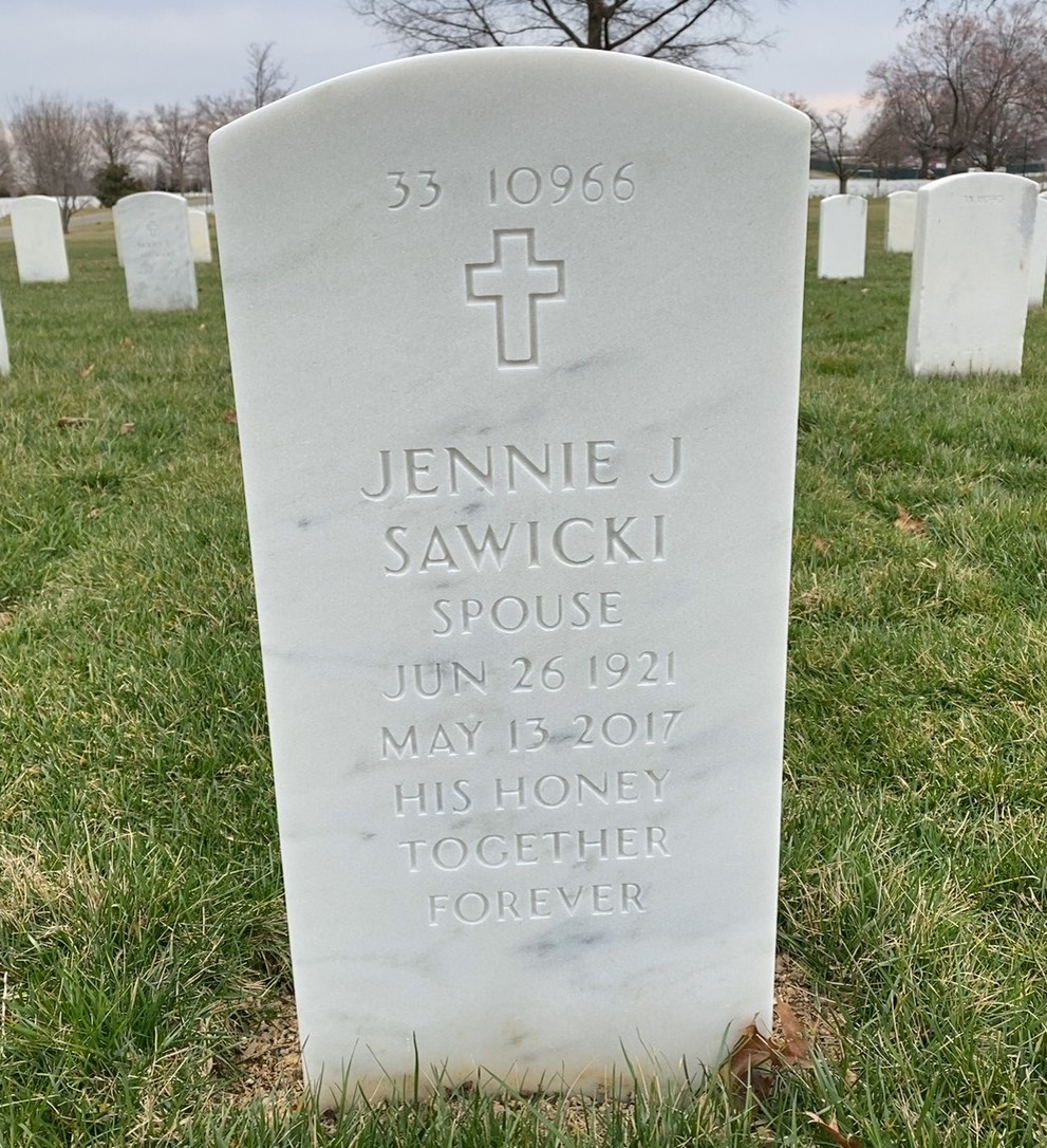 Back of headstone — Frank Sawicki
