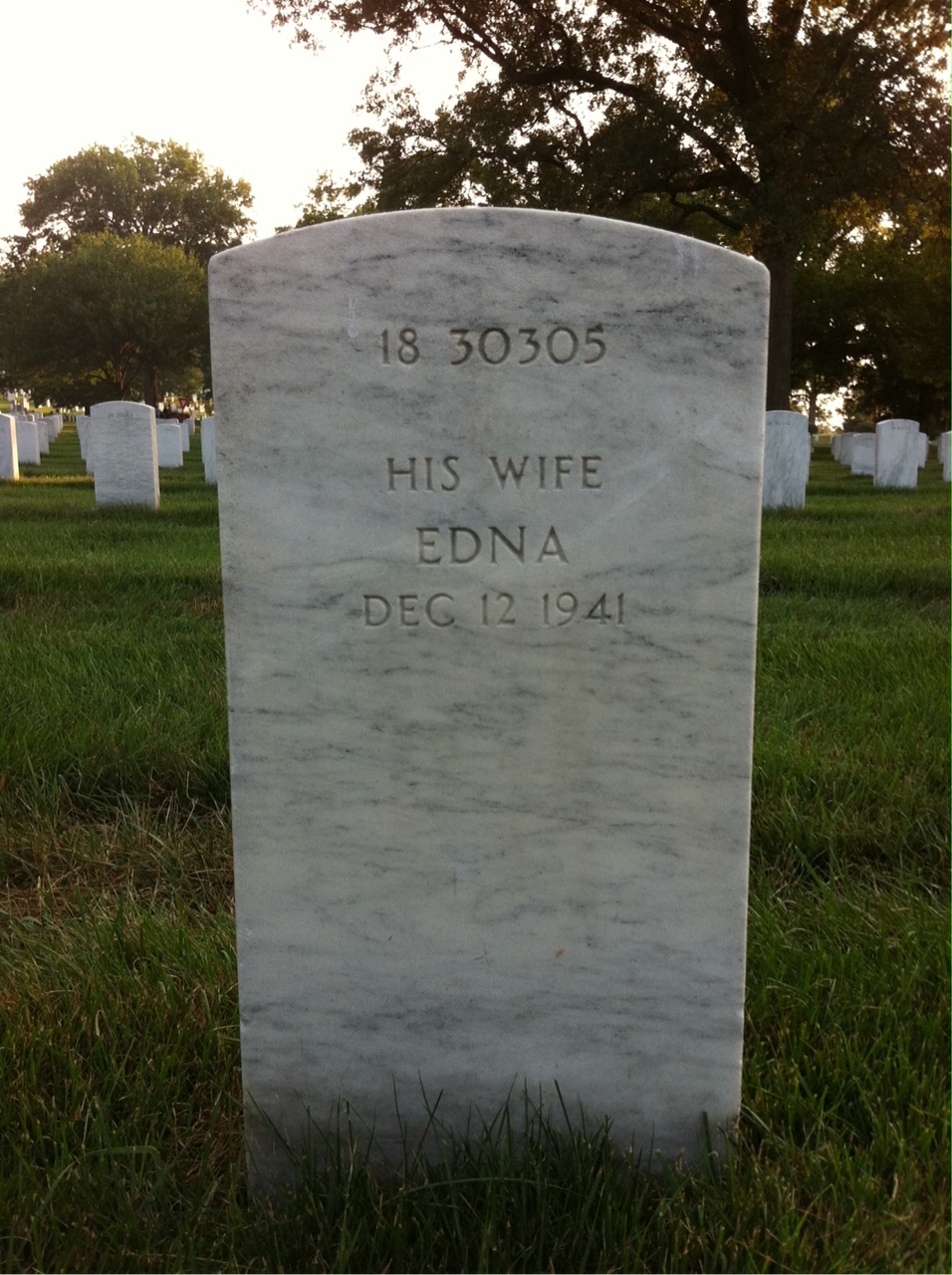 Back of headstone — Edna Cunningham
