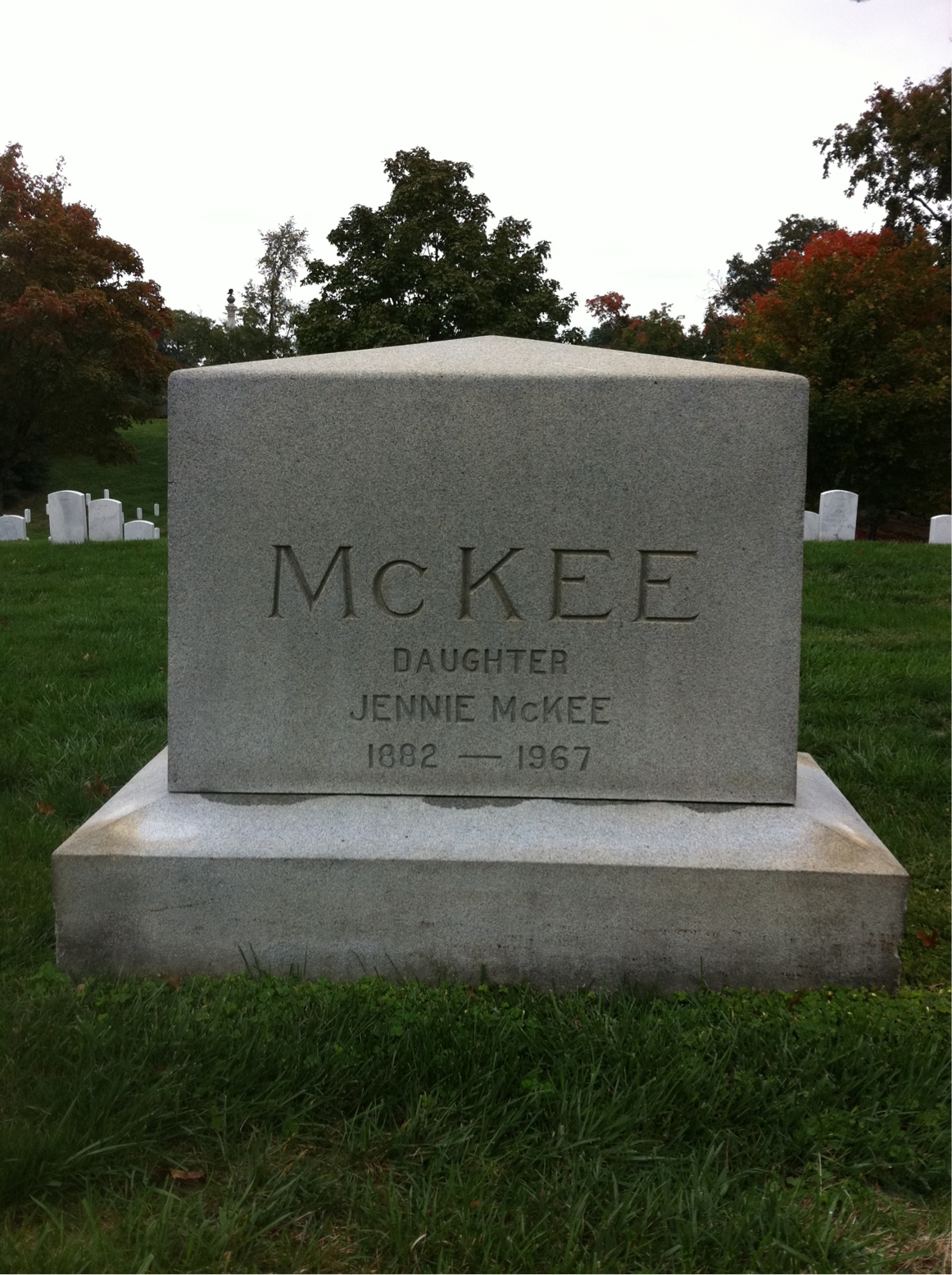 Back of headstone — Jennie Mckee