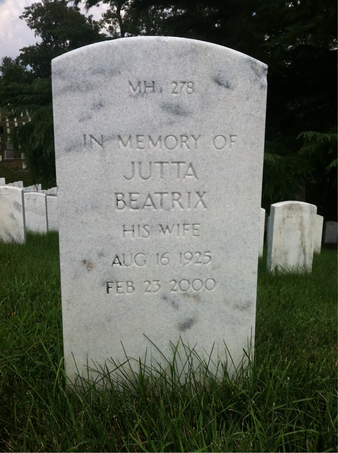 Back of headstone — Theodore Morris