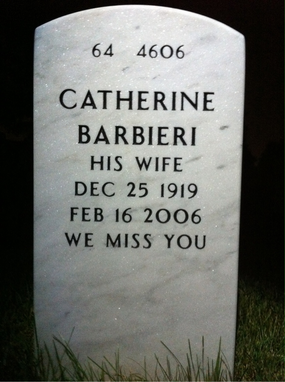Back of headstone — Theodore Fetzer