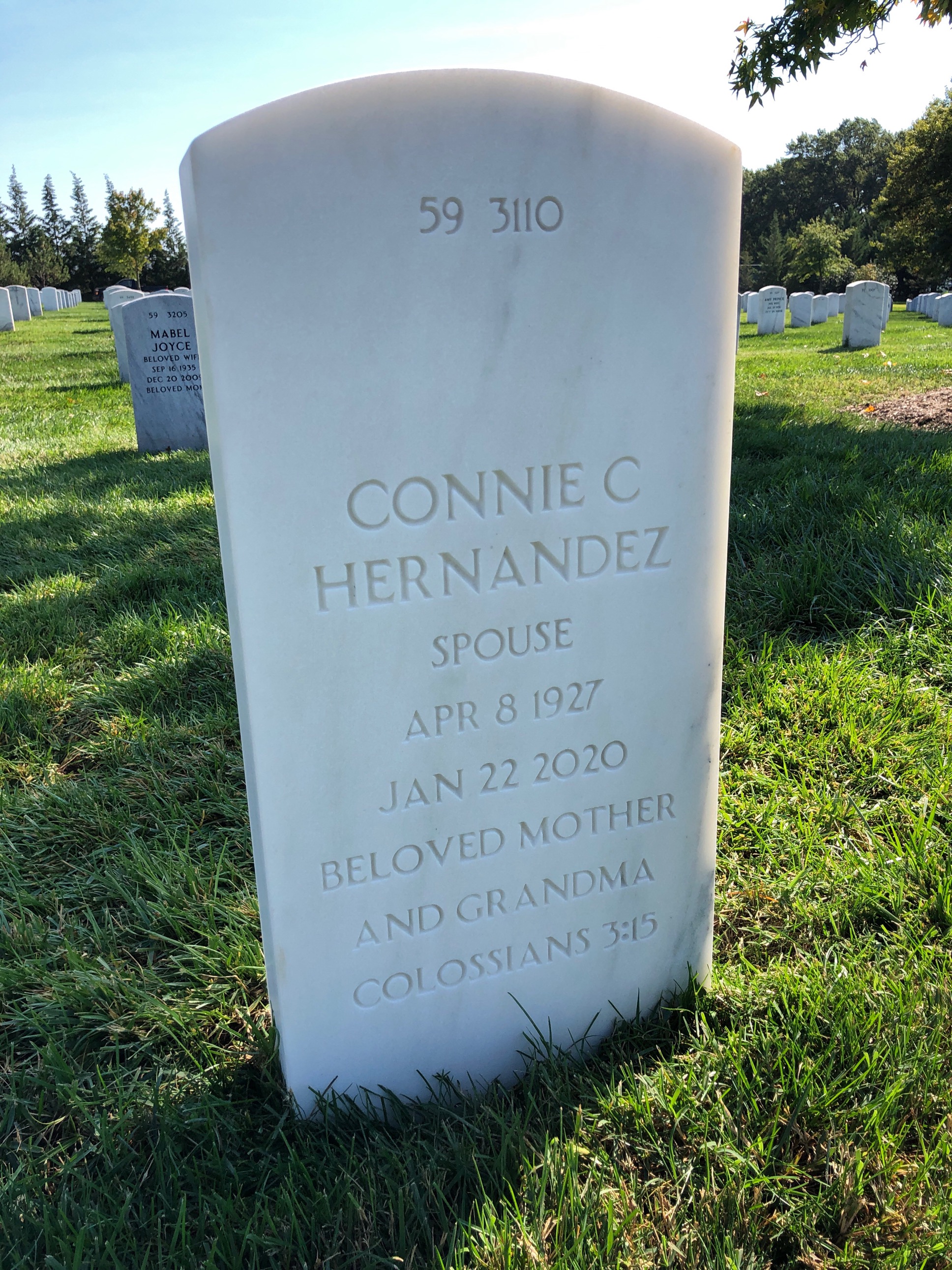 Back of headstone — Ruben Hernandez