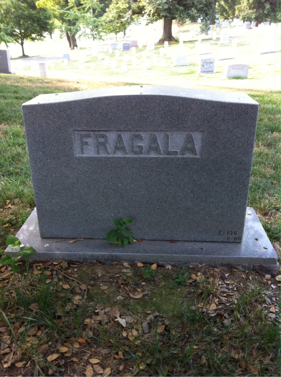 Back of headstone — Augustine Fragala