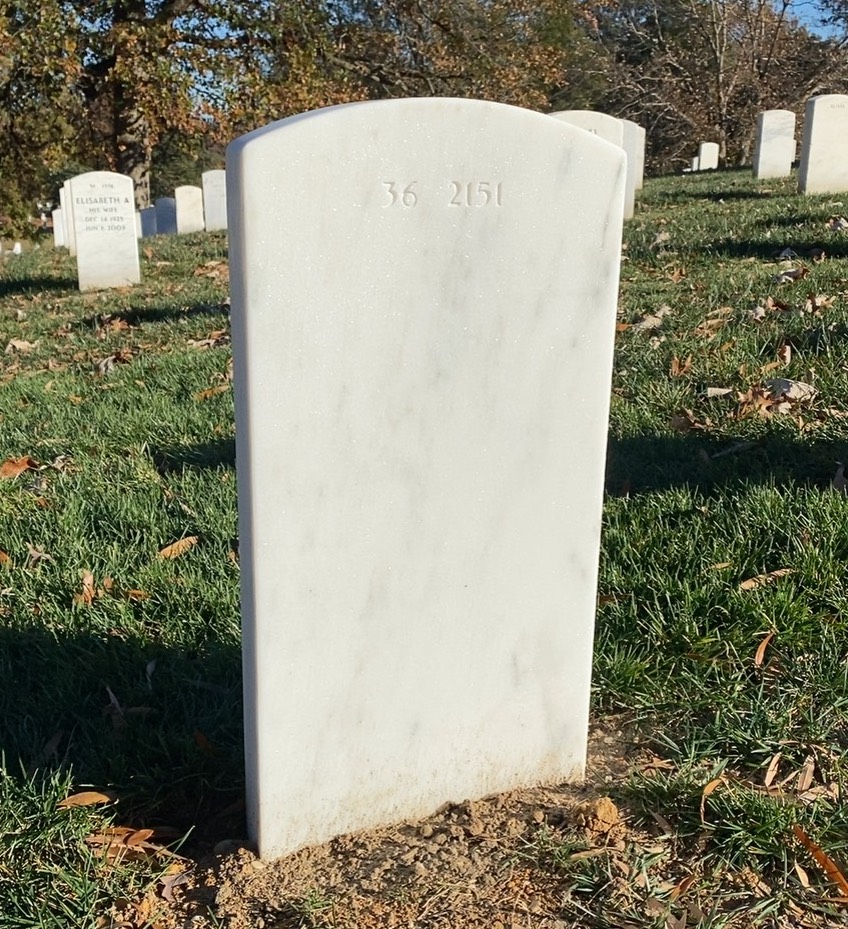 Back of headstone — Robert D Woods