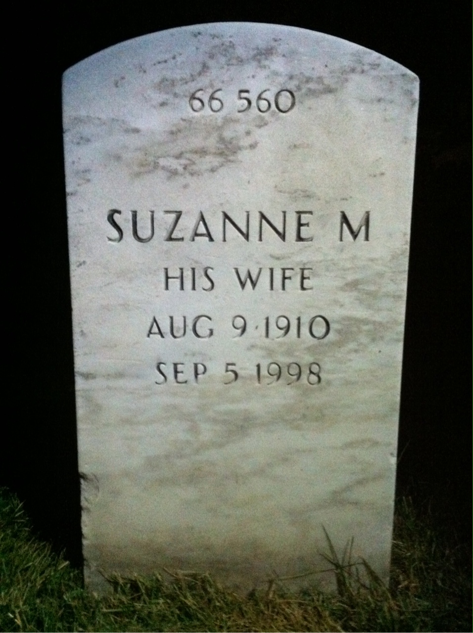 Back of headstone — Suzanne Mcnamara