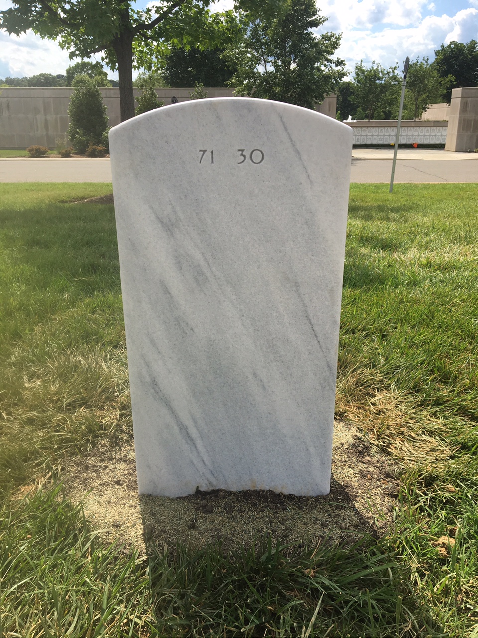 Back of headstone — Russell Miller