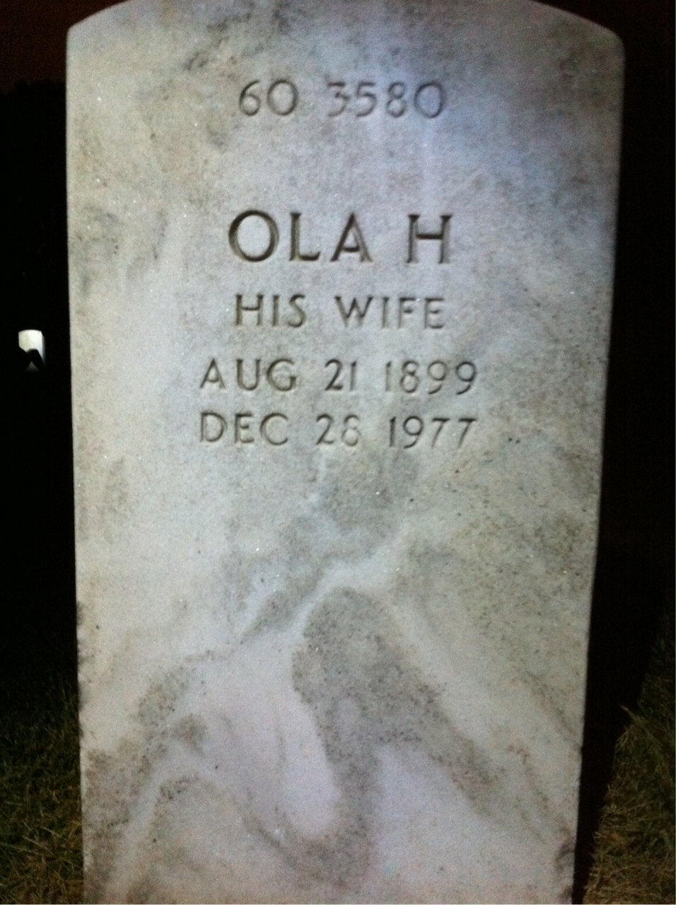 Back of headstone — Webster Gross