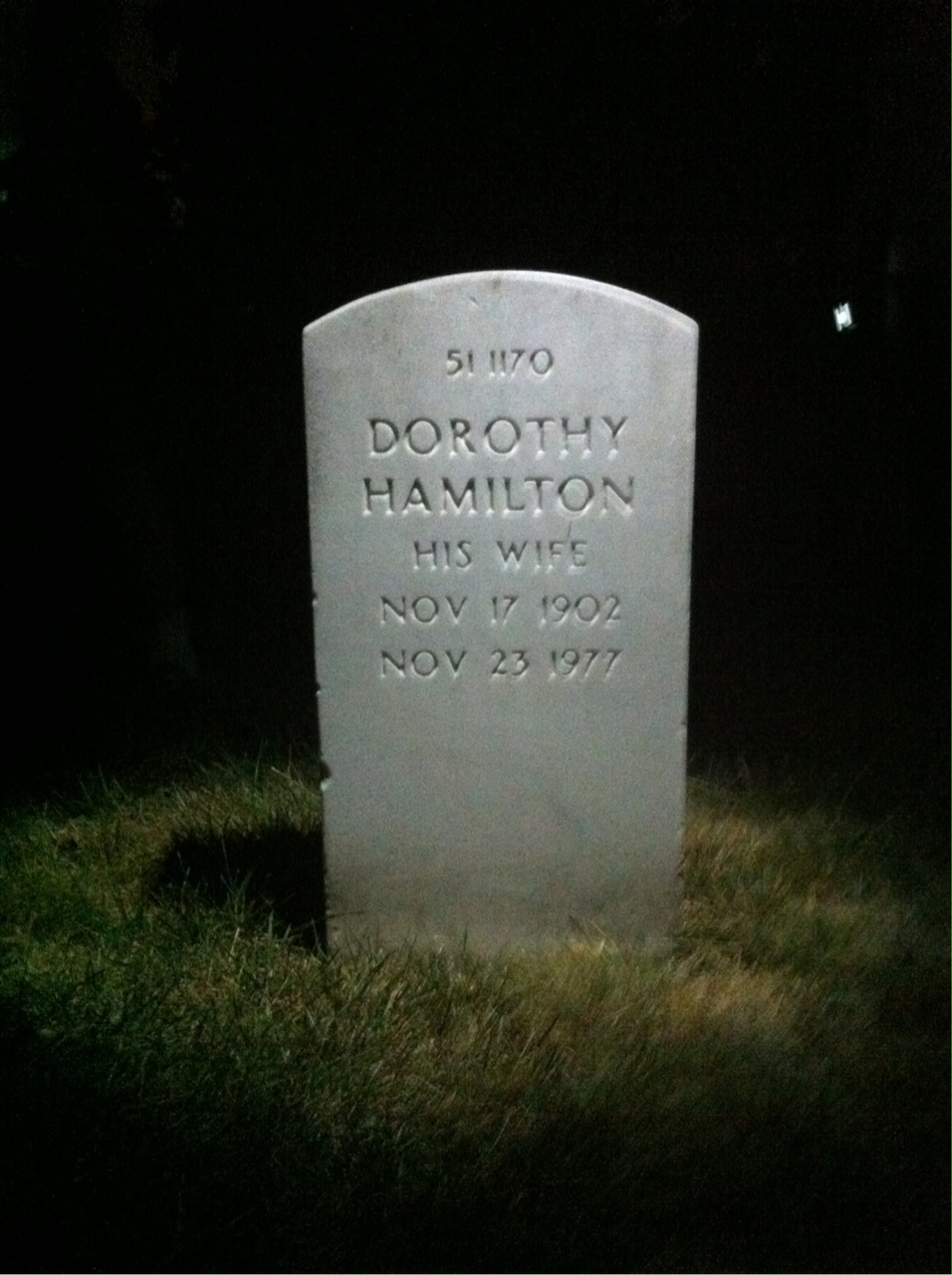 Back of headstone — Dorothy Ball