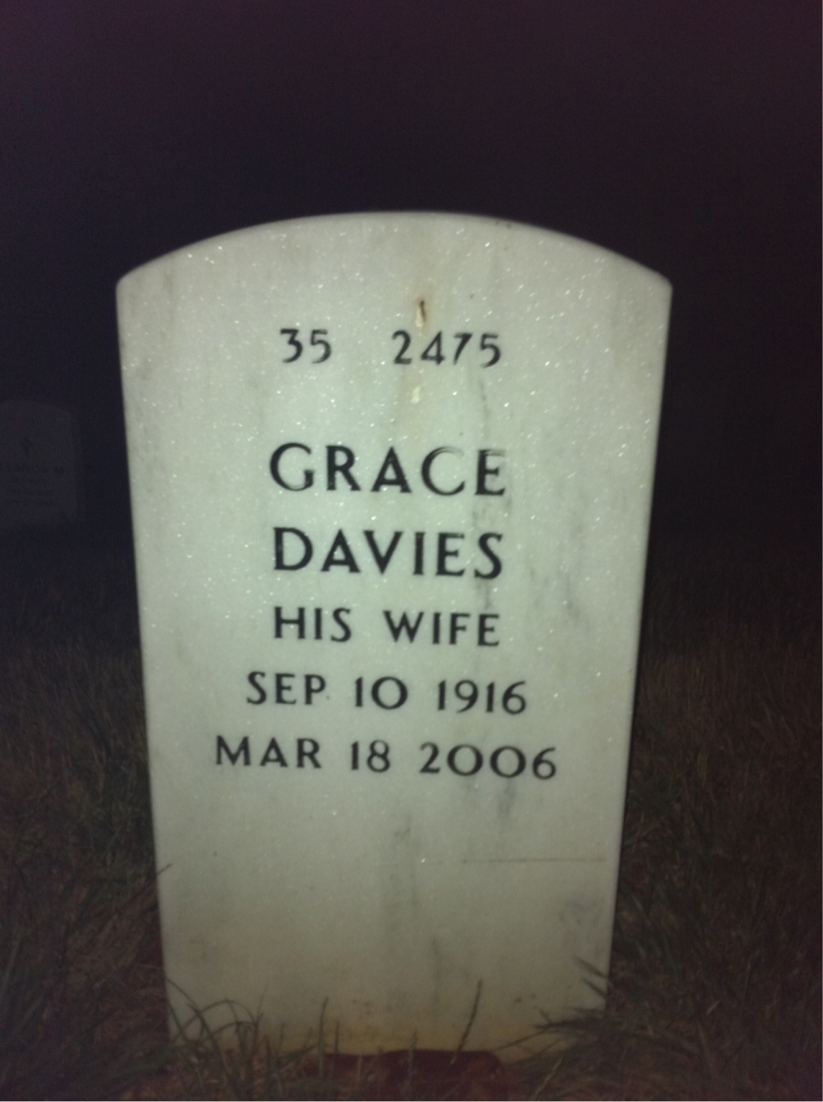 Back of headstone — David Porter