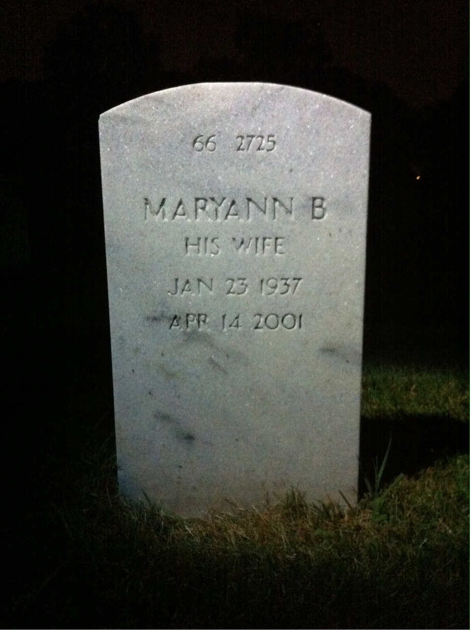 Back of headstone — Lawrence Amrose