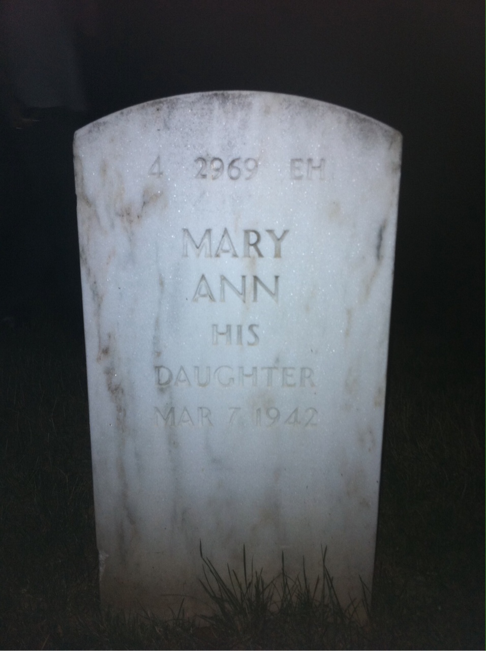Back of headstone — Vincent Banick