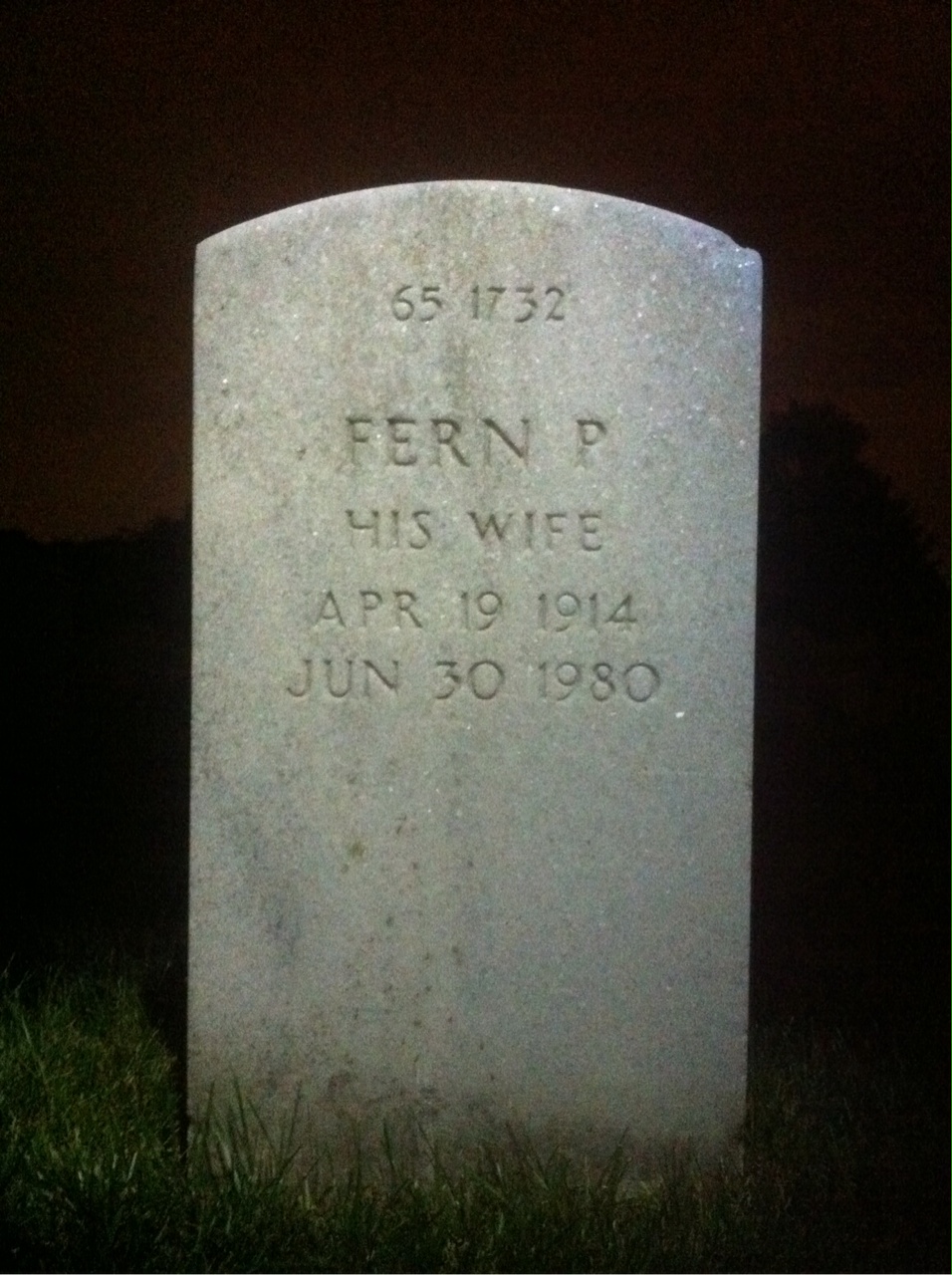 Back of headstone — Alfred Ruth