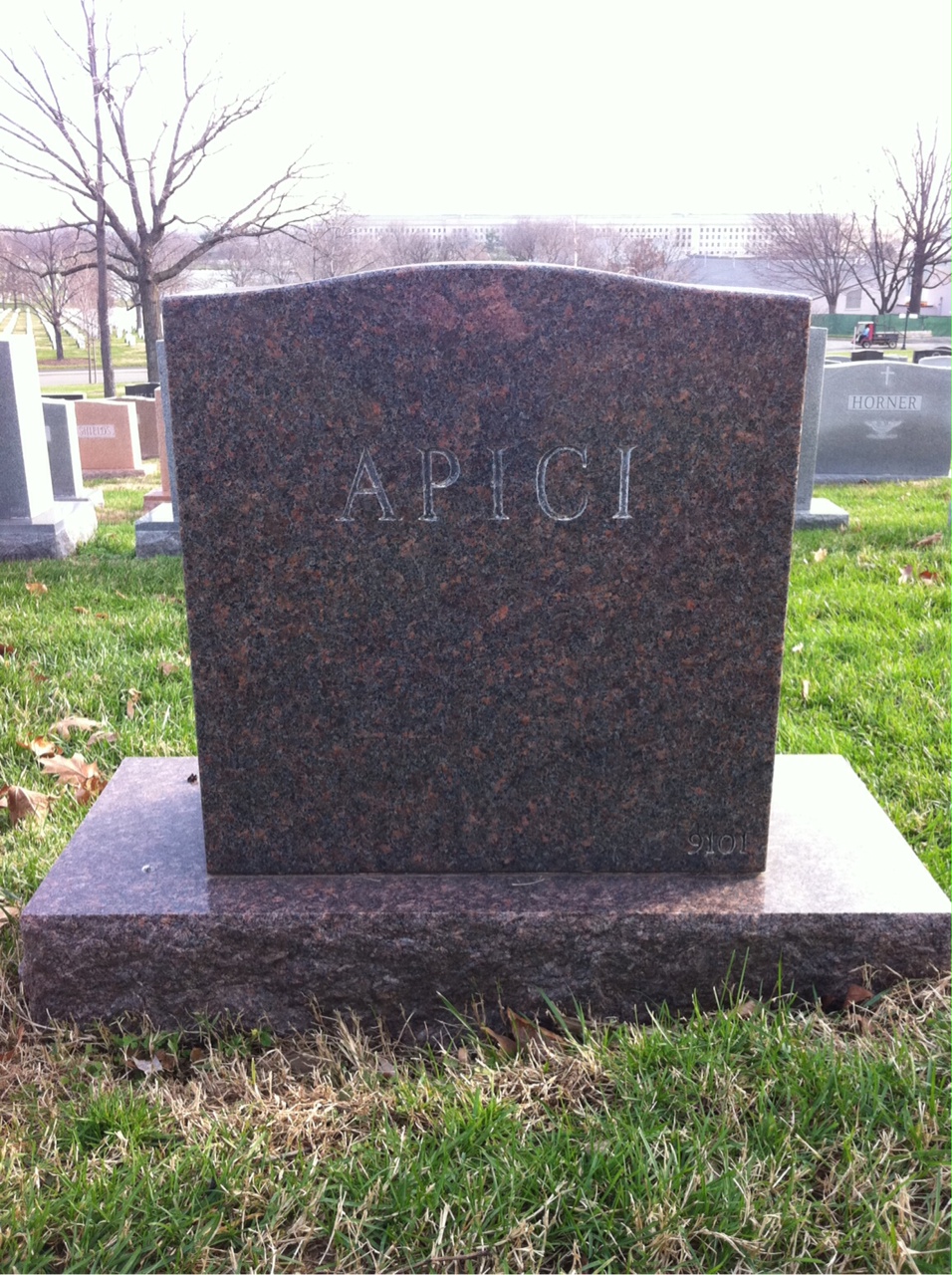 Back of headstone — Joseph Apici