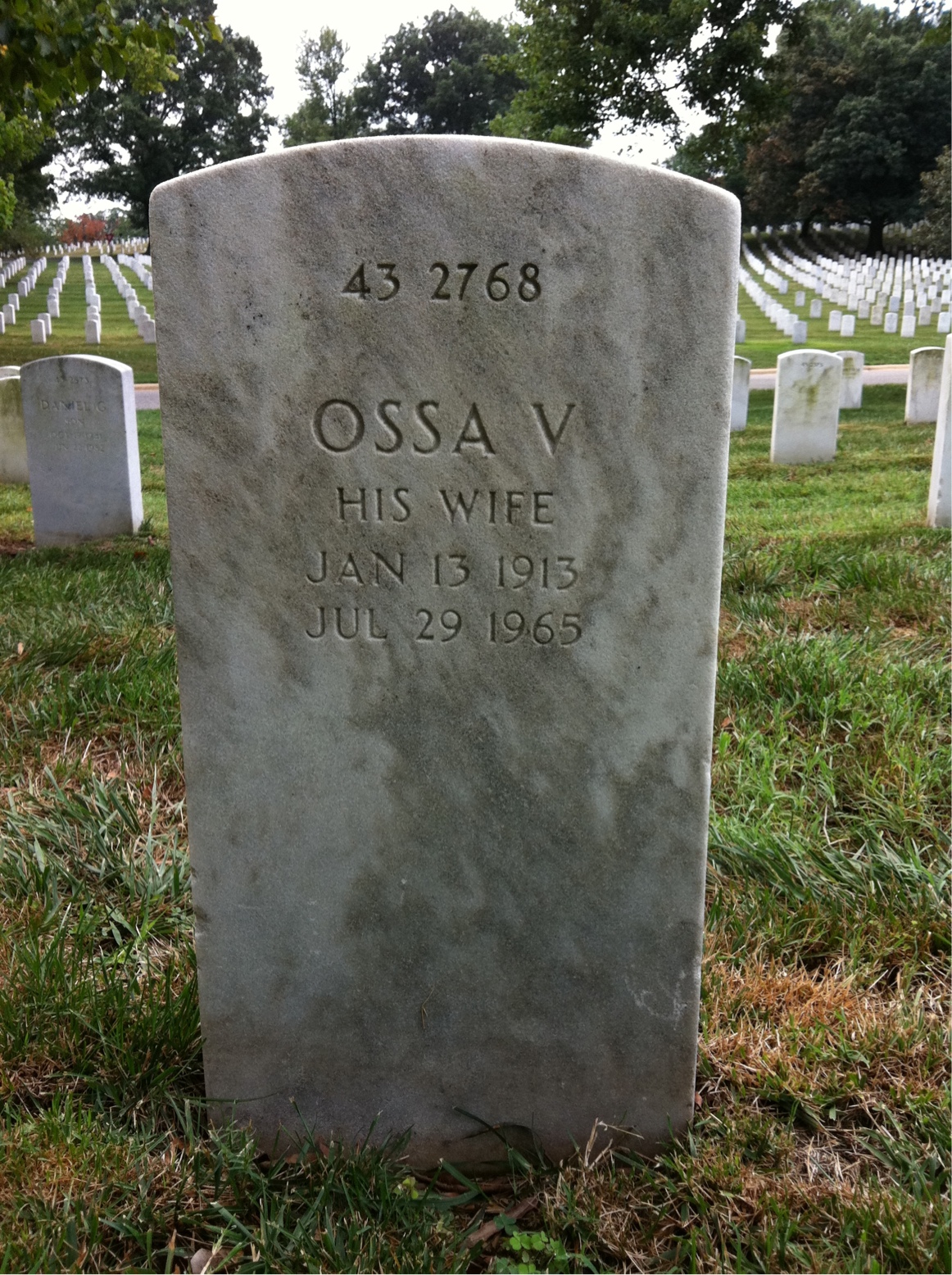 Back of headstone — Ossa Moore