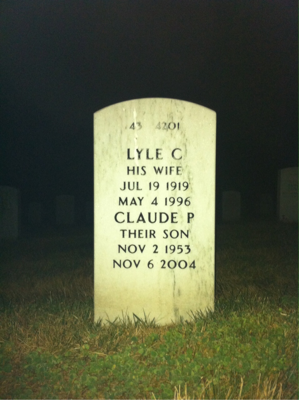 Back of headstone — Claude Watrous