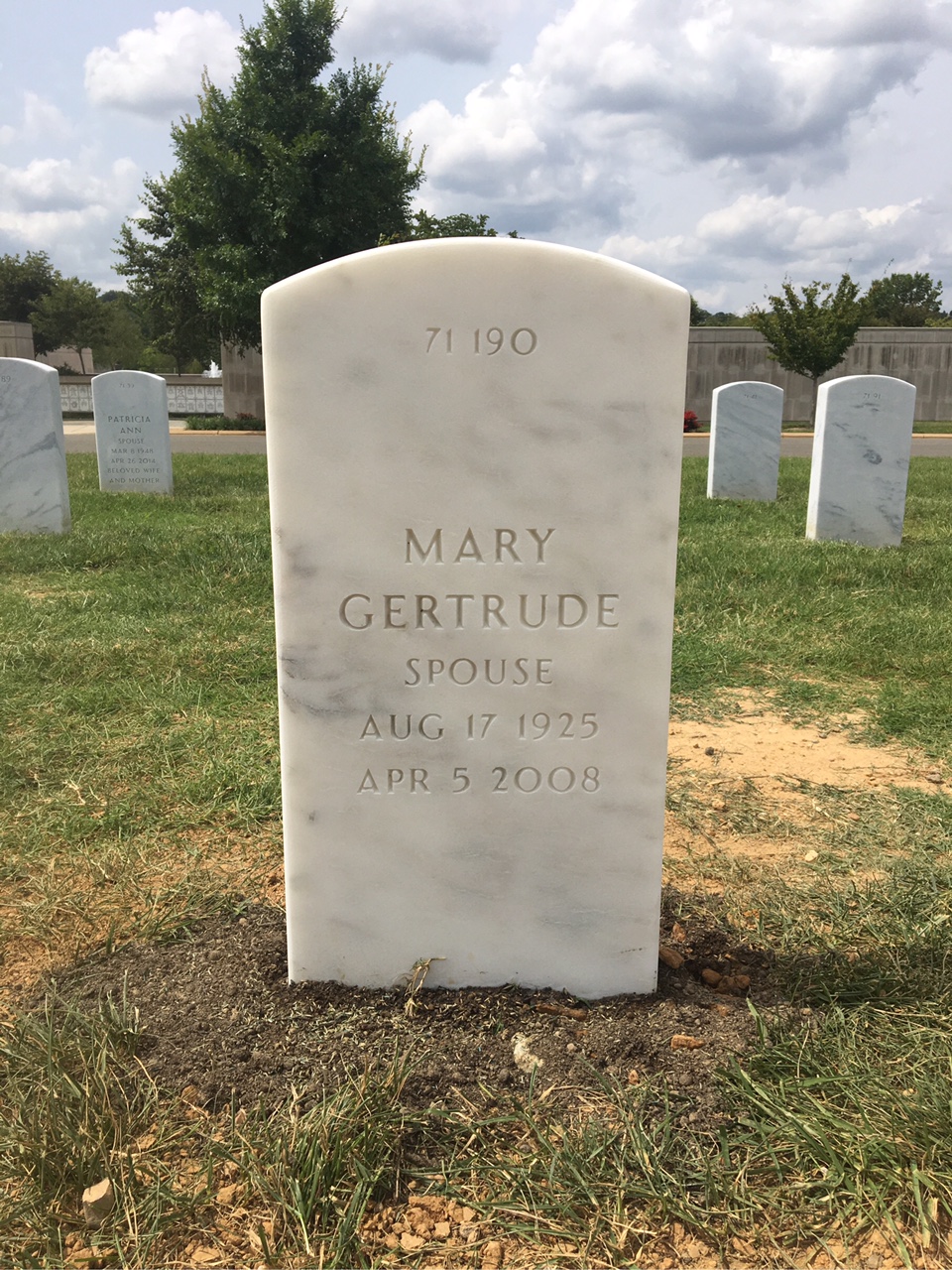 Back of headstone — Arthur L Noyes