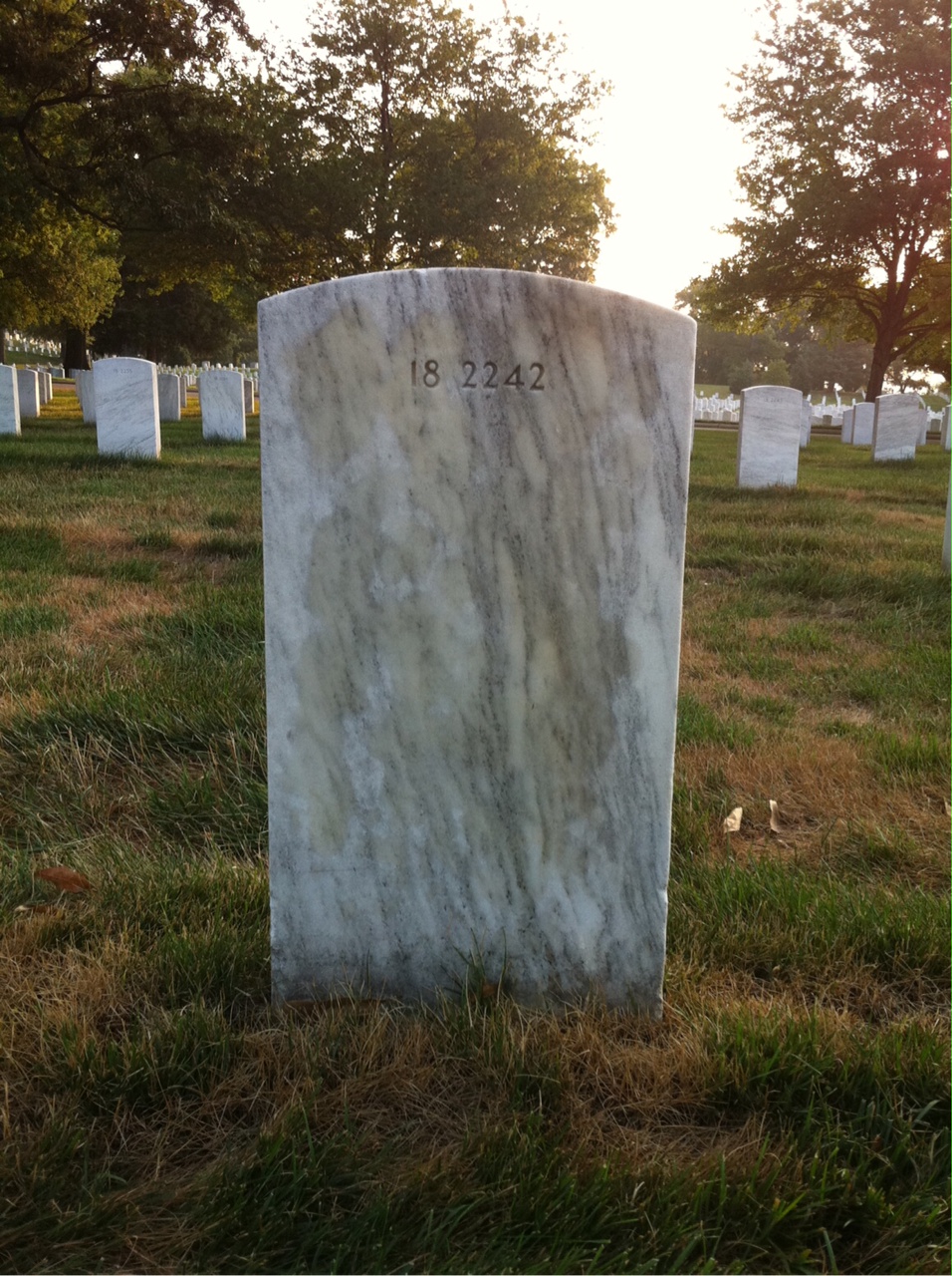 Back of headstone — Irving Adams